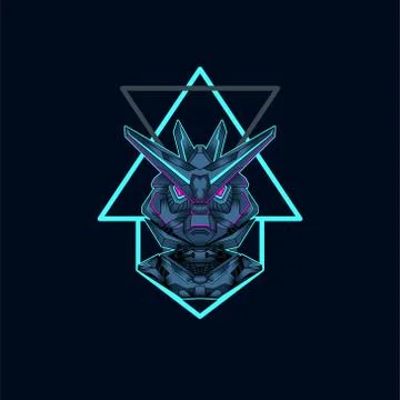 Mecha with sacred geometry background vector graphic design illustration Stock Illustration