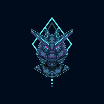 Mecha with sacred geometry background vector graphic design illustration Stock Illustration
