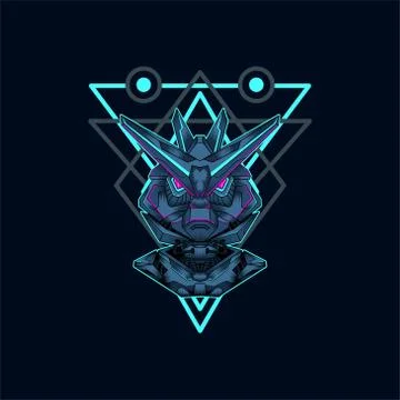 Mecha with sacred geometry background vector graphic design illustration Stock Illustration