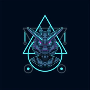 Mecha with sacred geometry background vector graphic design illustration Stock Illustration