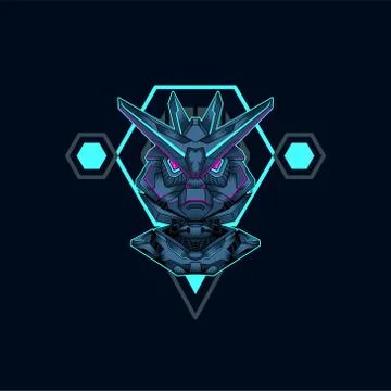 Mecha with sacred geometry background vector graphic design illustration Stock Illustration