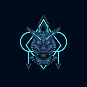 Mecha with sacred geometry background vector graphic design illustration 스톡 일러스트