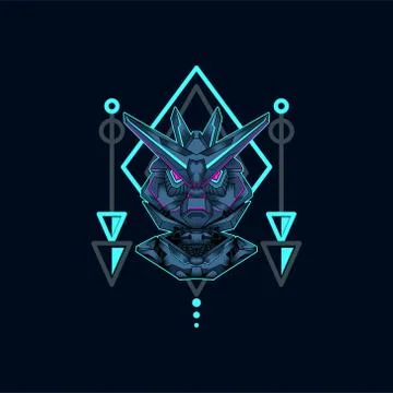 Mecha with sacred geometry background vector graphic design illustration Stock Illustration