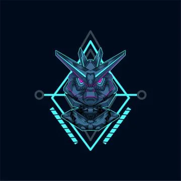 Mecha with sacred geometry background vector graphic design illustration 스톡 일러스트