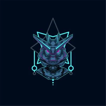 Mecha with sacred geometry background vector graphic design illustration Stock Illustration