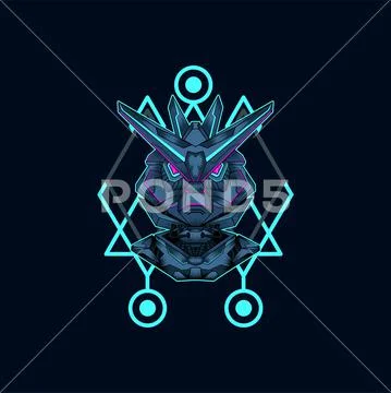 Mecha with sacred geometry background vector graphic design ...