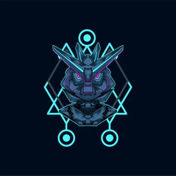 Mecha with sacred geometry background vector graphic design illustration Illustrazione stock