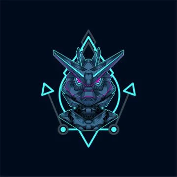 Mecha with sacred geometry background vector graphic design illustration Illustrazione stock
