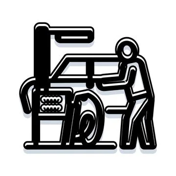 Mechanic adjusting car wheel alignment service Stock Illustration