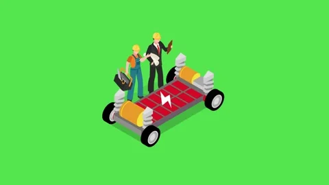 Mechanic and engineer with EV Stock Footage 253978256