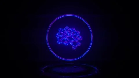 Mechanic brain smart in neon effect mp4 video Stock Illustration