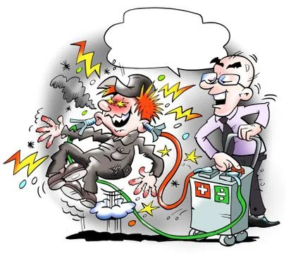 Mechanic charges up to work Stock Illustration