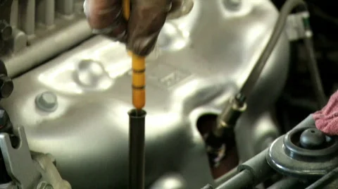 Mechanic Checking Oil Stock Footage 559359