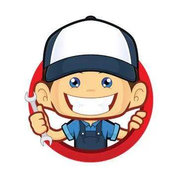 Mechanic with circle shape Stock Illustration