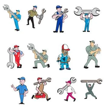  Mechanic Collection Set Set or Collection of cartoon character style illu... Foto stock