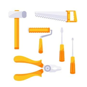 Mechanic, Construction tool set for home repairs. Renovation kit. Equipment for Stock Illustration