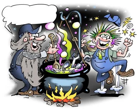 Mechanic doing magic potion in the workshop Stock Illustration