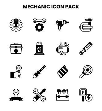 Mechanic DuoTone Bundle Icons Pack Stock Illustration
