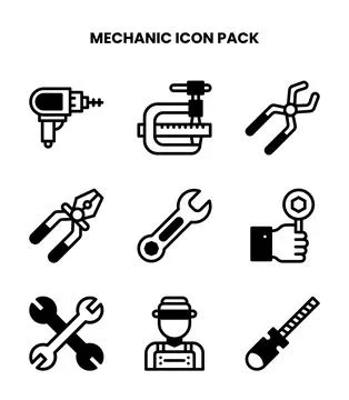 Mechanic DuoTone Vector Icons Pack Stock Illustration