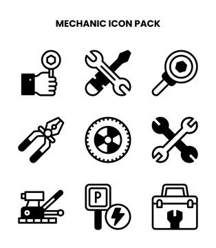 Mechanic DuoTone Vector Icons Pack Stock Illustration
