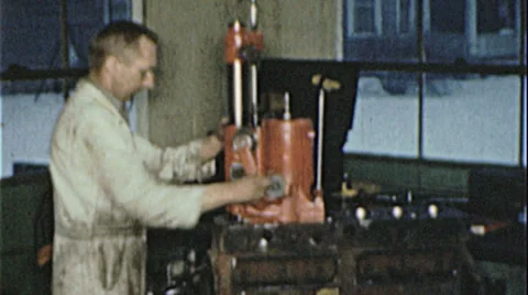 Mechanic ENGINE REBUILD Machine Auto Repair 1960s Vintage Film Home Movie 7275 Stock Footage 32518958