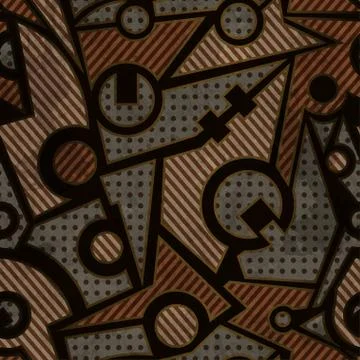 Mechanic geometric seamless pattern with rust effect Stock Illustration