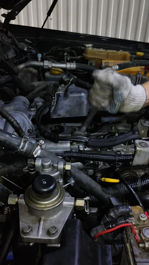 Mechanic Inspecting Control Arm on Vehicle Suspension during Auto Workshop Stock Footage 346339651