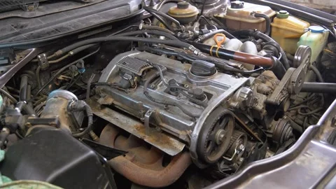 Mechanic inspecting overheating car engine Stock Footage 297464013