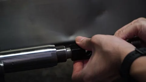 Mechanic inspection industrial thread plug gauge workpieces,industrial concep Stock Footage 240164729