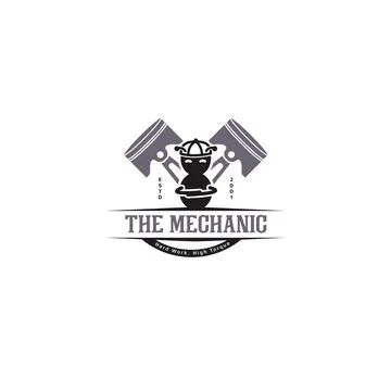 The Mechanic Logo  Ant Character with Pistons Stock Illustration