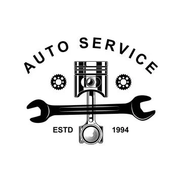 Mechanic logo design services,engineering,repair,piston. vector Stock Illustration