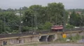 Mechanic Manipulate Heavy Electric Locomotive Maneuver Train Passing Low Motion HD Footage