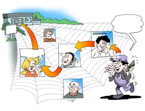 Mechanic with a network of contacts Stock Illustration