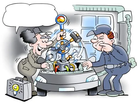 Mechanic with new revolutionary tool Stock Illustration