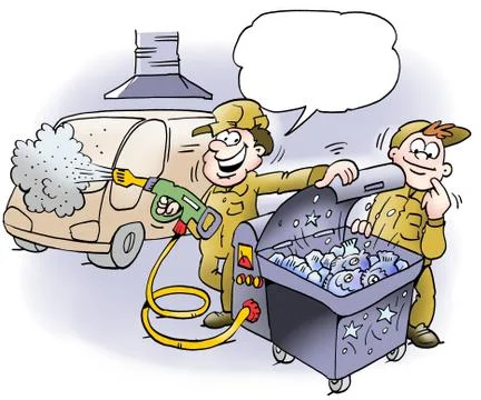 A mechanic offers fresh fish Stock Illustration