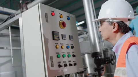 Mechanic or maintenance or electrical engineer checking main electrical con.. Stock Footage 236482433