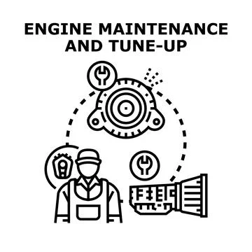 Mechanic performing engine maintenance and vehicle tune up service Stockillustratie