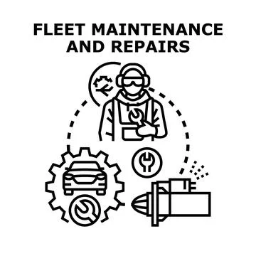 Mechanic performing fleet maintenance and vehicle repair service concept Stock Illustration