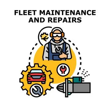 Mechanic performing fleet maintenance and vehicle repair service concept Stock Illustration