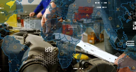Mechanic removing intake clamp with pliers causing ramping map-HUD and checking Stock Footage 330331362