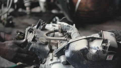 Mechanic Repairing Engine Components Close-Up Stock Footage 316579058