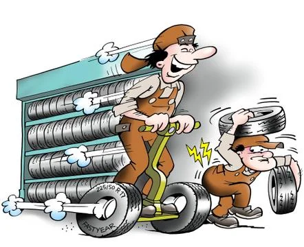 Mechanic running with fast speed in the warehouse Stock Illustration