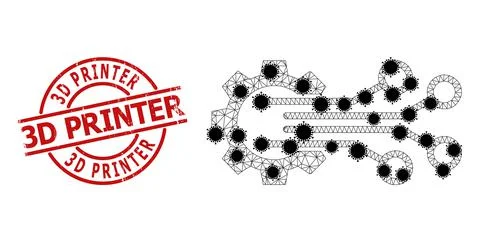 Mechanic Sensor Polygonal Mesh Icon with Covid Elements Illustrazione stock