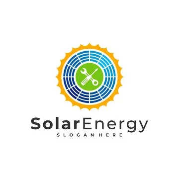 Mechanic Solar logo vector template, Creative Solar panel energy logo design  Stock Illustration