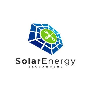 Mechanic Solar logo vector template, Creative Solar panel energy logo design  Stock Illustration