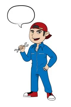 Mechanic With Text Stock Illustration