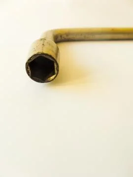 Mechanic tool: L-Shaped Socket Wrench Tool with blur effect, closely focused, Stock Photos