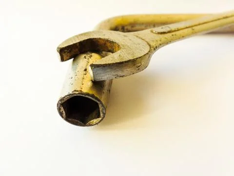 Mechanic tool: L-Shaped Socket Wrench Tool and a simple good wrench with blur Stock Photos