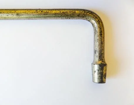 Mechanic tool: L-shaped Socket Wrench Tool and a simple good wrench, isolated Stock Photos