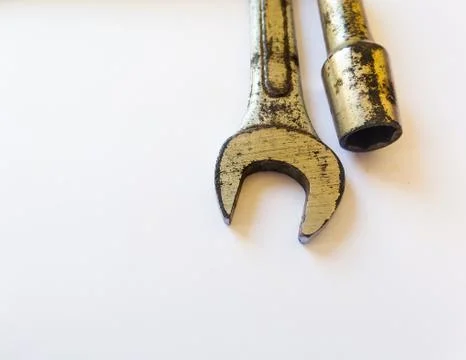 Mechanic tool: Socket Wrench Tool and a simple good wrench with blur effect,  Foto stock